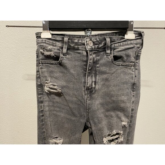 American Eagle Jrs/Womens 24X28 Jeans Next Level Stretch Regular Distressed - Picture 2 of 10